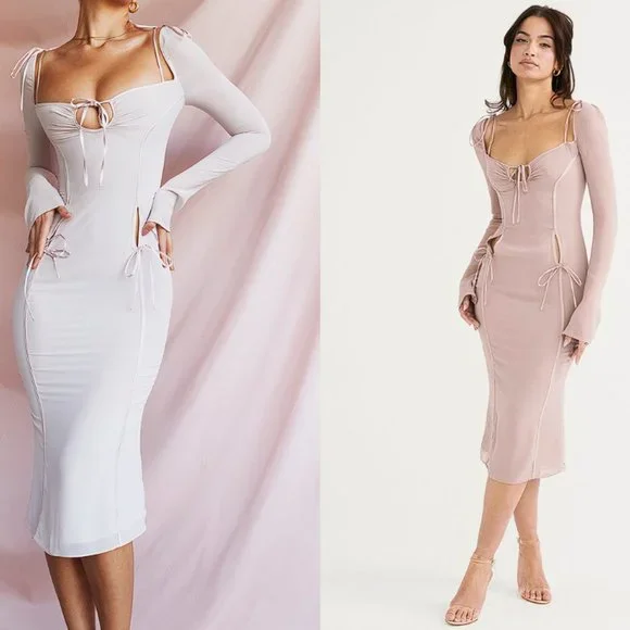 HOUSE OF CB 'Ophelia' Crystal Cutout Midi Dress NWOT - Picture 4 of 13